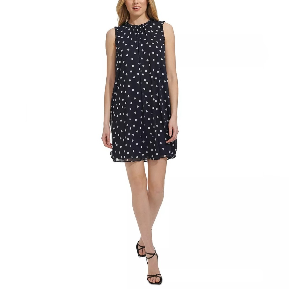 Tommy Hilfiger Women's Sleeveless Ruffled Chiffon Shift Dress